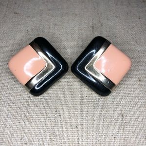 Black, Gold tone, Nude Stud Earrings